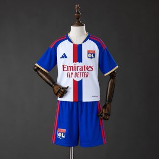 Olympique Lyonnais 2026/27 Hemmaställ Barn Vit Blå och Röd med Shorts