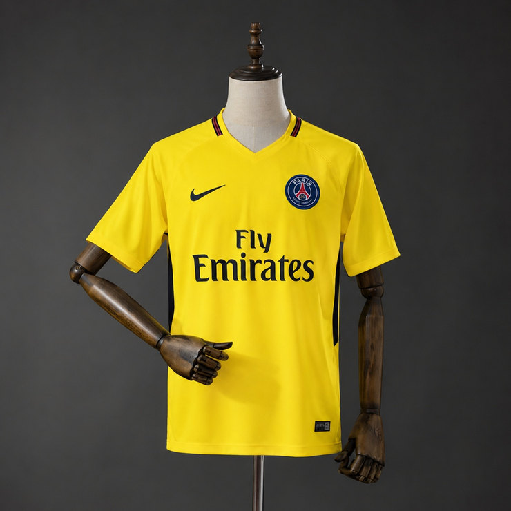Paris Saint-Germain PSG 2017/18 Retro Bortatröja Herr Gul Fotbollströja