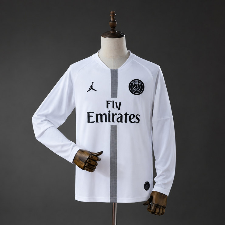 Paris Saint-Germain PSG 2018/19 Retro Bortatröja Herr Långärmad Vit Fotbollströja