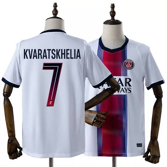 Paris Saint-Germain PSG 2026/27 Bortatröja Herr Khvicha Kvaratskhelia 7 Vit Fotbollströja