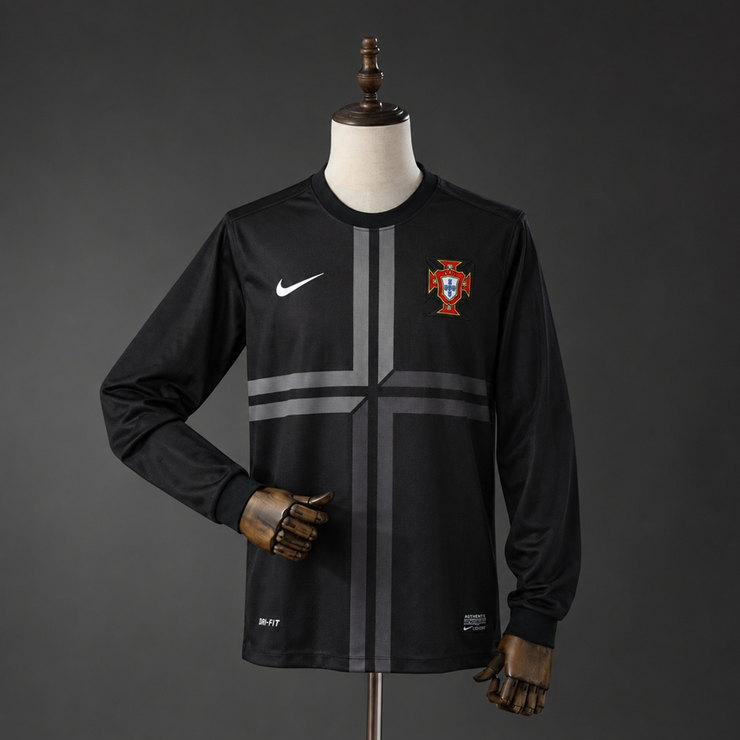 Portugal 2013 Retro Bortatröja Herr Långärmad Svart Fotbollströja