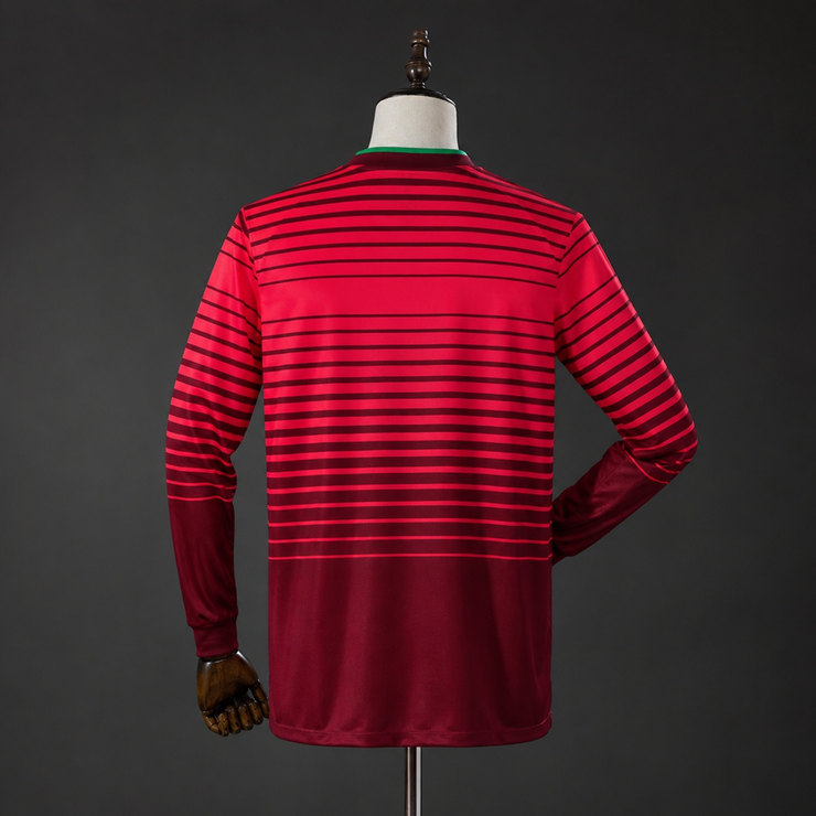 Portugal 2014 Retro Hemmatröja Herr Långärmad Röd och Vinröd Fotbollströja