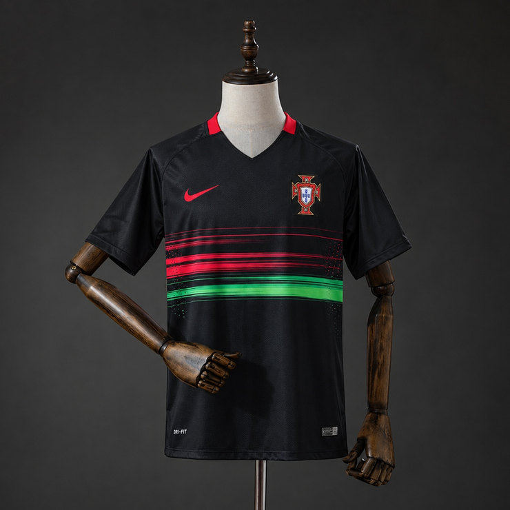 Portugal 2015 Retro Bortatröja Herr Svart Röd och Grön Fotbollströja