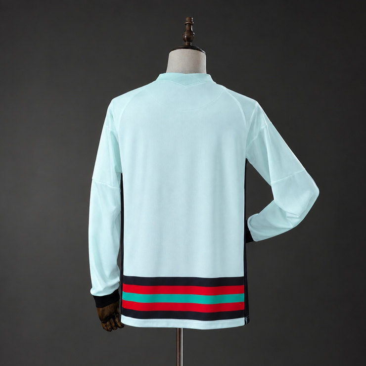 Portugal 2020 Retro Bortatröja Herr Långärmad Ljusblå Fotbollströja