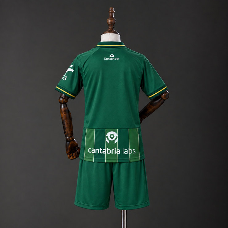Racing de Santander 2026/27 Bortaställ Barn Mörkgrön och Guld med Shorts