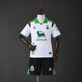 Racing de Santander 2026/27 Hemmaställ Barn Vit Grön och Svart med Shorts