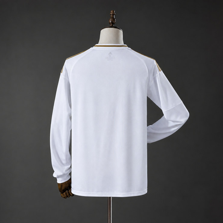 Real Madrid 2019/20 Retro Hemmatröja Herr Långärmad Vit och Guld Fotbollströja
