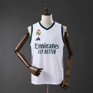 Real Madrid 2026/27 Hemmatröja Herr Ärmlös Vit och Mörkgrön Fotbollströja