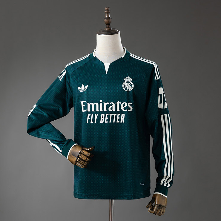 Real Madrid 2026/27 Retro Bortatröja Herr Långärmad Mörkgrön Fotbollströja