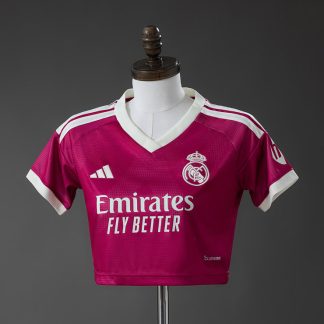 Real Madrid 2026/27 Tredjetröja Dam Cropped Rosa och Offvit Fotbollströja