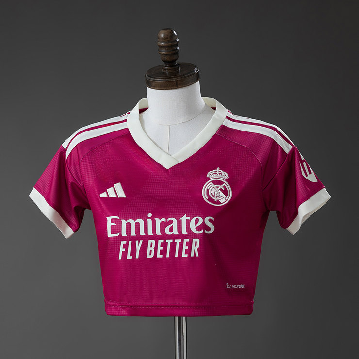 Real Madrid 2026/27 Tredjetröja Dam Cropped Rosa och Offvit Fotbollströja