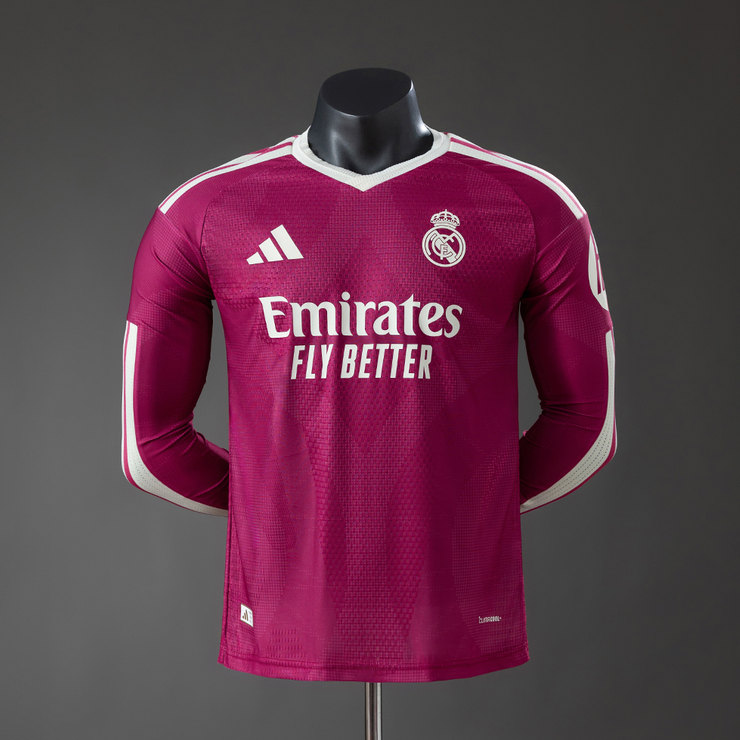 Real Madrid 2026/27 Tredjetröja Herr Spelarversion Långärmad Rosa Fotbollströja