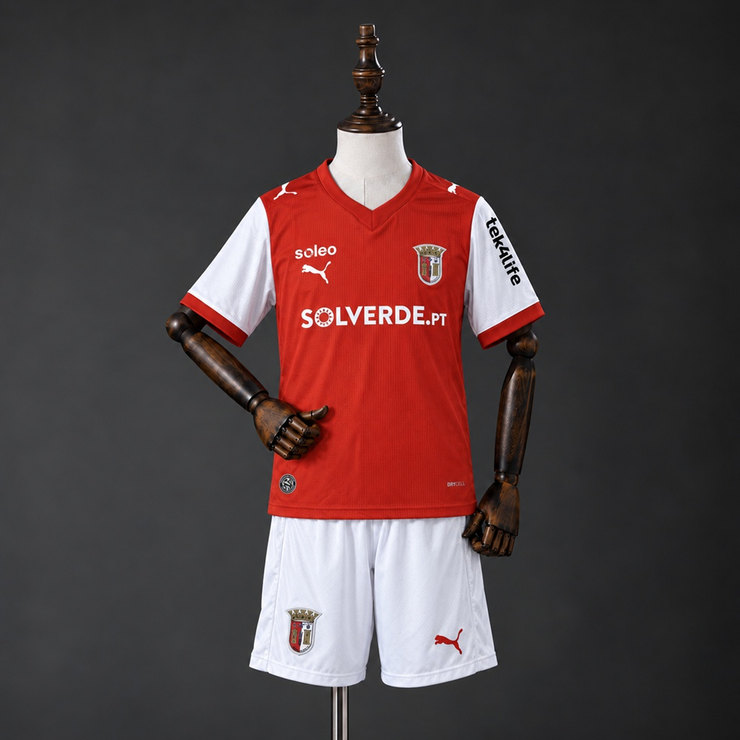 SC Braga 2026/27 Hemmaställ Barn Röd och Vit med Shorts