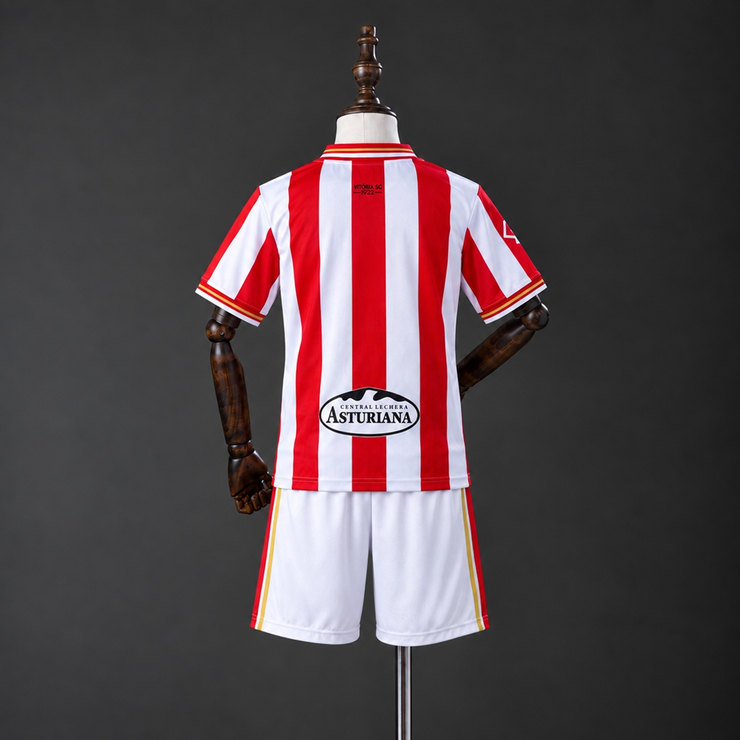Sporting de Gijón 2026/27 Hemmaställ Barn Röd Vit med Shorts