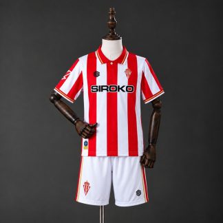 Sporting de Gijón 2026/27 Hemmaställ Barn Röd Vit med Shorts