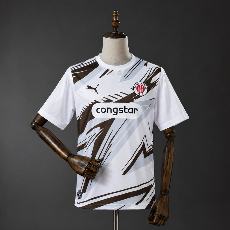 St. Pauli 2026/27 Bortatröja Herr Vit och Mörkbrun Fotbollströja