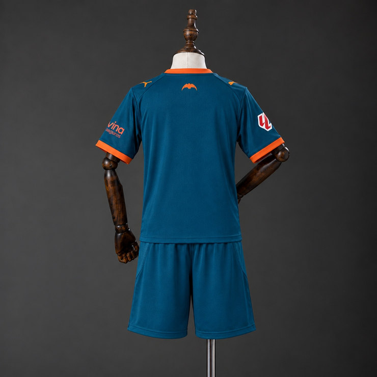 Valencia 2026/27 Bortaställ Barn Marinblå och Orange med Shorts